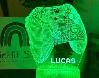 Personalised GAMER CONTROLLER Night Light - Best for Gaming Room - Perfect Christmas Gift Idea - Multi-colored LED - Bedside Lamp