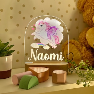 Personalisierte BABY EINHORN Nachtlicht - Tolles Geschenk für Kinder Geburtstage - Kinderzimmer Dekor für Baby - Gute Nacht Nachttischlampe - Weihnachtsgeschenk