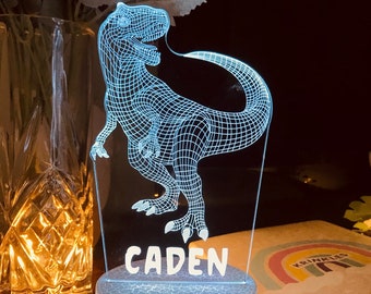 Personalized Dinosaur Night Light: Multi-Colored LED Nursery Decor