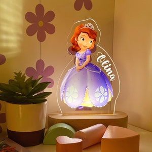 Personalized Princess Sofia Night Light - Kids Nursery Decor