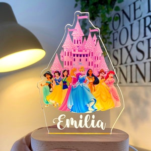 Personalised PRINCESSES CASTLE Night Light - Great Gift for Kids Birthdays - Nursery Decor for Baby - Good Night Bedside Lamp