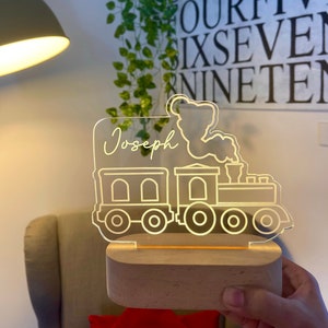 Personalisierte BAHN Nachtlicht - Tolles Geschenk für Kinder Geburtstage - Kinderzimmer Dekor für Baby - Gute Nacht Nachttischlampe - Weihnachtsgeschenk