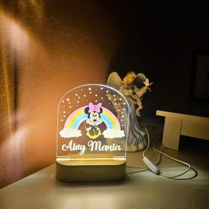 Personalised MINNIE MOUSE Night Light Great Gift for Kids Birthdays Nursery Decor for Baby Good Night Bedside Lamp Christmas Present image 6