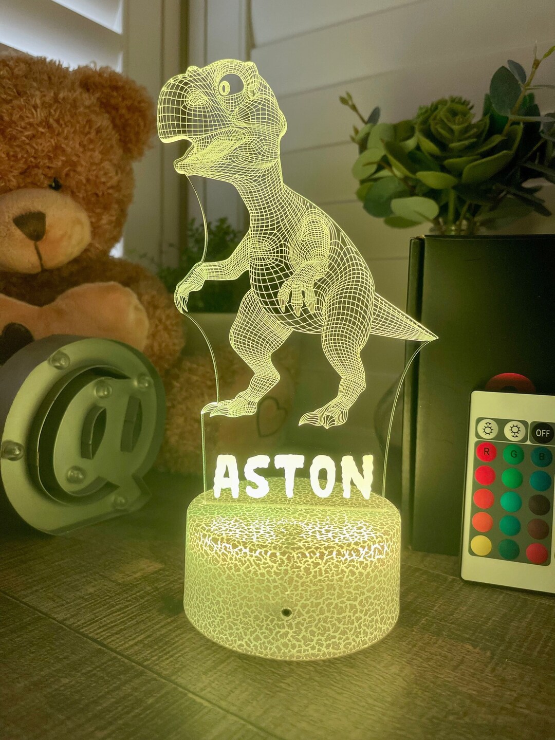 Personalised DINOSAUR TREX Night Light Gift for Kids Etsy