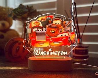 Personalised MCQUEEN-MATER-MACK Cars Night Light-Great Gift for Kids Birthdays-Nursery Decor for Baby- Bedside Lamp-Christmas Present