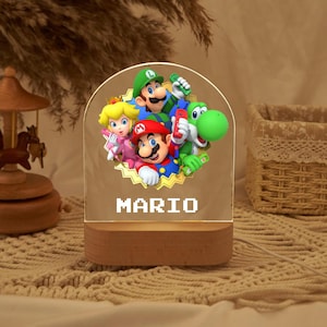 Personalisierte MARIO BROS Nachtlicht - Tolles Geschenk für Kindergeburtstag - Kinderzimmer Dekor Baby - Gute Nacht Nachttischlampe - Weihnachtsgeschenk