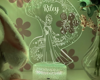 Personalized FROZEN Night Light - Gift for Kids Birthdays - Nursery Decor for Baby - Good Night Lamp - Christmas Present