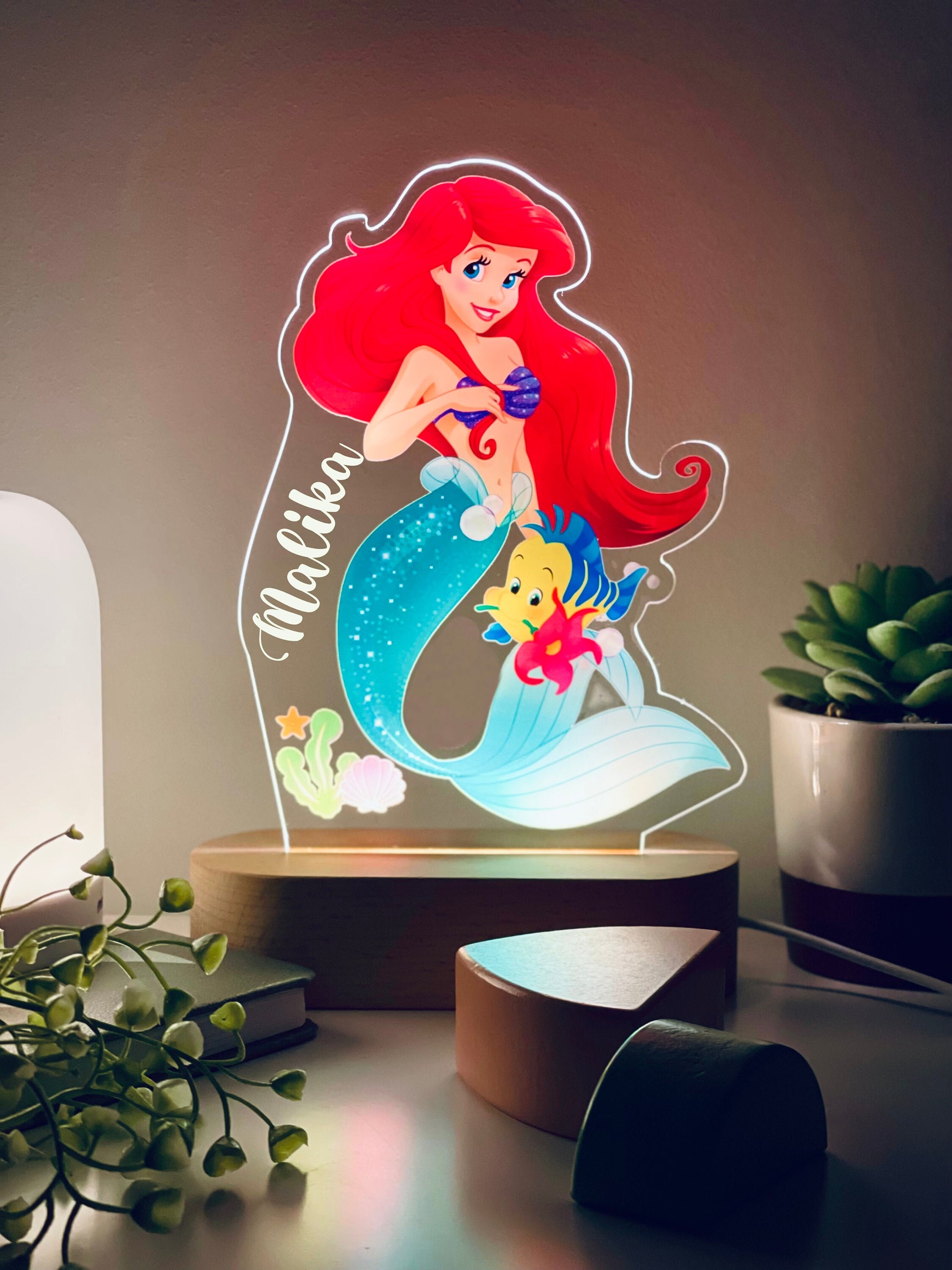 Personalized Ariel Mermaid Night Light - Kids Nursery Decor - Etsy