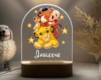 Personalised THE LION KING Night Light - Great Gift for Kids Birthdays - Nursery Decor Baby - Good Night Bedside Lamp - Christmas Present