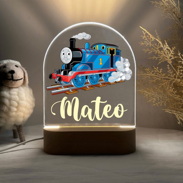 Personalized THOMAS TRAIN Night Light - Great Gift for Kids Birthdays - Nursery Decor Baby - Good Night Bedside Lamp - Christmas Present