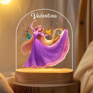 Personalized Rapunzel Night Light: Engraved Nursery Decor