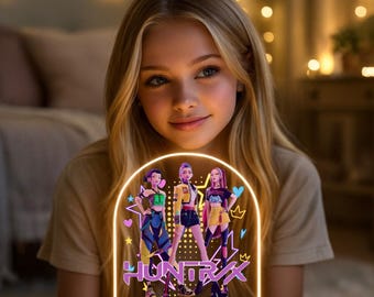 Personalised K-Pop Night Light – Custom Demon Huntrix , Anime Mira Rumi Zoey Fan Gift, Birthday Christmas Gift, Kpop Lovers Gift - Saja boys