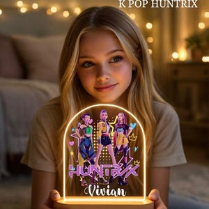 Personalised K-Pop Night Light – Custom Demon Huntrix , Anime Mira Rumi Zoey Fan Gift, Birthday Christmas Gift, Kpop Lovers Gift - Saja boys