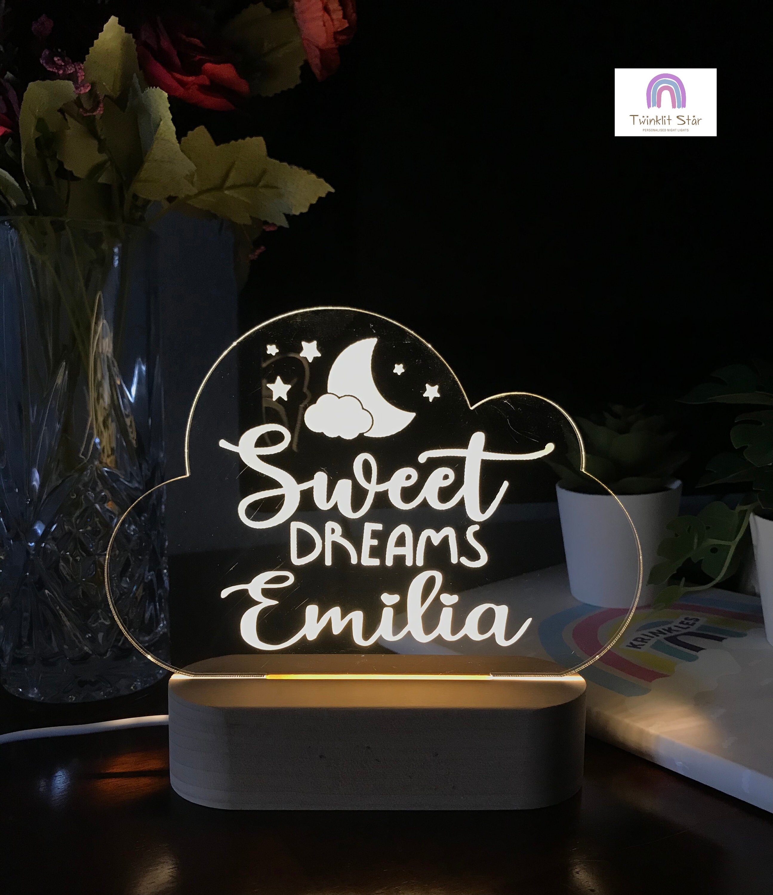 Personalised SWEET DREAMS Night Light Custom Name Lights Etsy