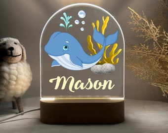 Personalized DOLPHIN Night Light - Great Gift for Kids Birthdays - Nursery Decor Baby - Good Night Bedside Lamp - Christmas Present