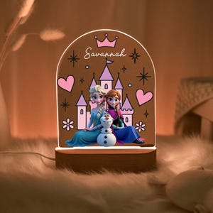 Personalized Frozen Night Light: Elsa & Anna Nursery Decor