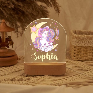 Personalised UNICORN Night Light - Great Gift for Kids Birthdays - Nursery Decor for Baby - Good Night Bedside Lamp - Christmas Present