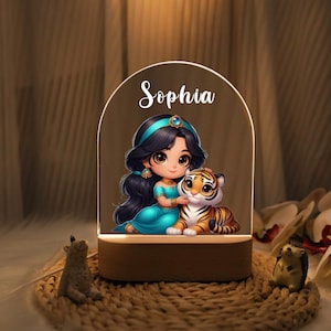 Personalized Princess Jasmine Night Light: Kids Nursery Decor