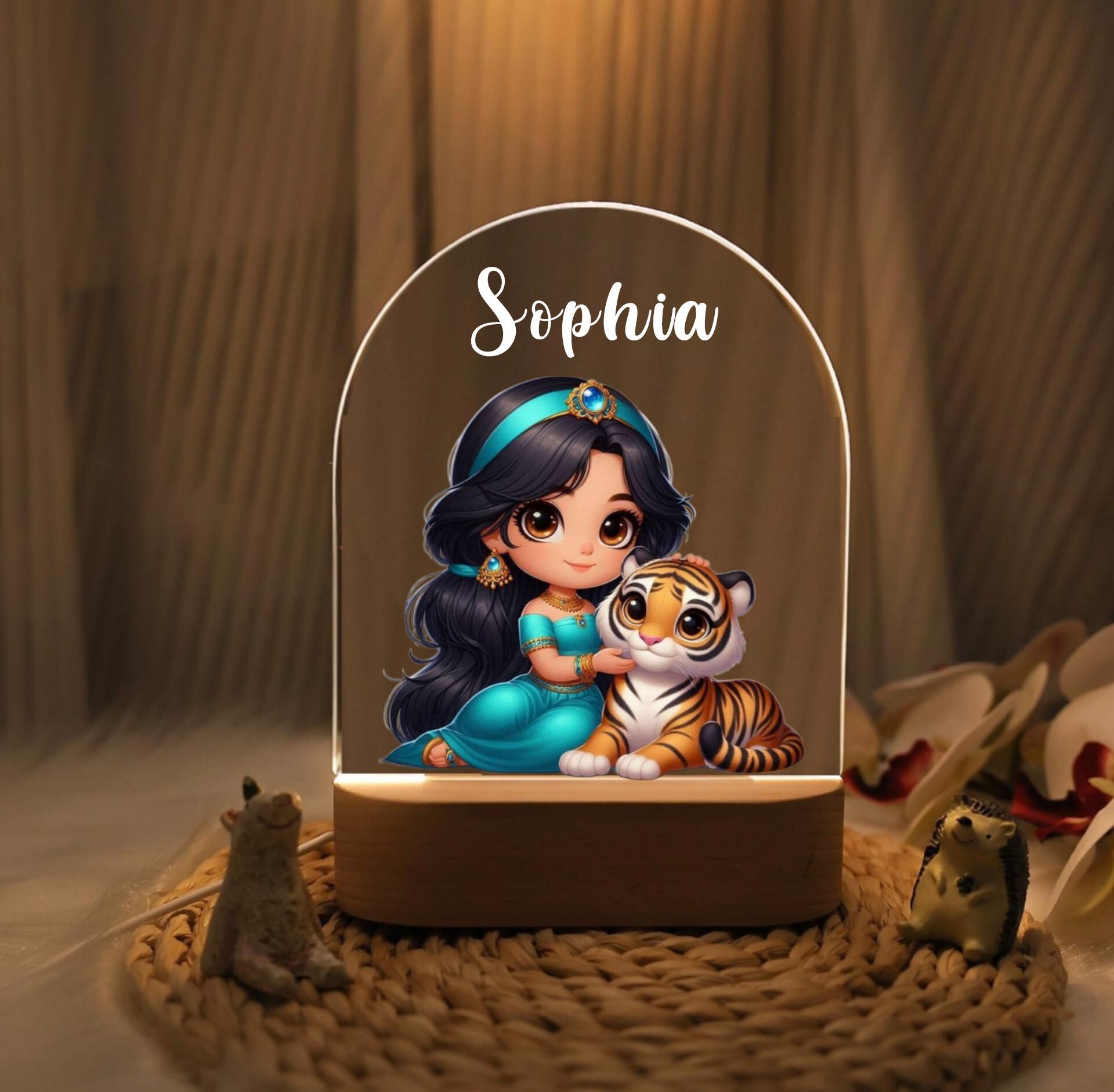 Personalized Princess Jasmine Night Light: Kids Nursery Decor Personalized Princess Jasmine Night Light: Kids Nursery Decor