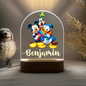Personalised MICKEY MOUSE Night Light - Great Gift Kids Birthdays - Nursery Decor Baby - Bedside Lamp - Christmas Present