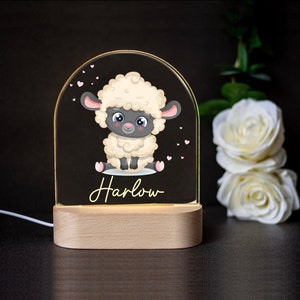 Personalised CUTE SHEEP Night Light - Great Gift for Kids Birthdays - Nursery Decor Baby - Good Night Bedside Lamp - Christmas Present