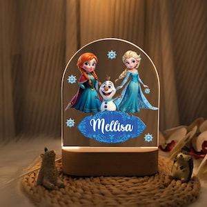 Personalized Frozen Night Light: Elsa & Anna Nursery Decor