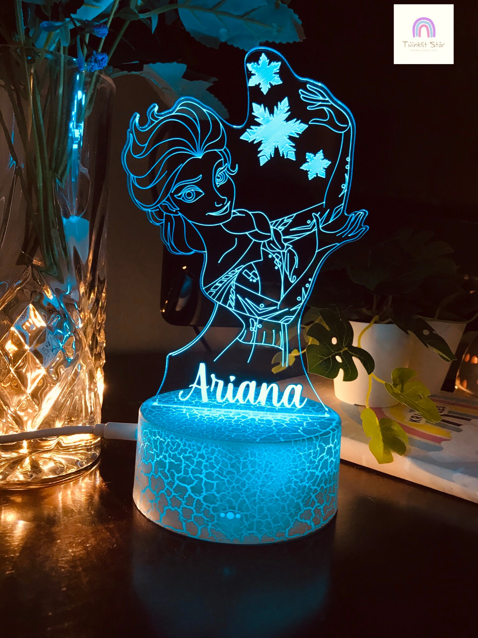Personalised ELSA FROZEN Night Light Kids Custom Name Etsy