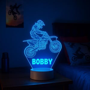 Personalised STUNT MOTORBIKE Night Light - Bike Lovers - Birthday Boy Gift - Perfect Christmas Gift Idea - Multi-colored LED - Bedside Lamp