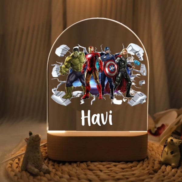 Personalized Superhero Night Light: Kids Room Decor