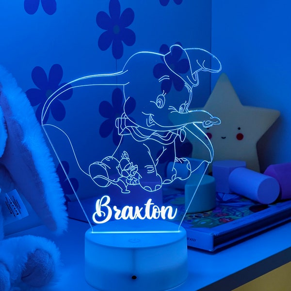 Personalisierte Dumbo Elephant Nachtlicht: Mehrfarbige LED Nachttischlampe