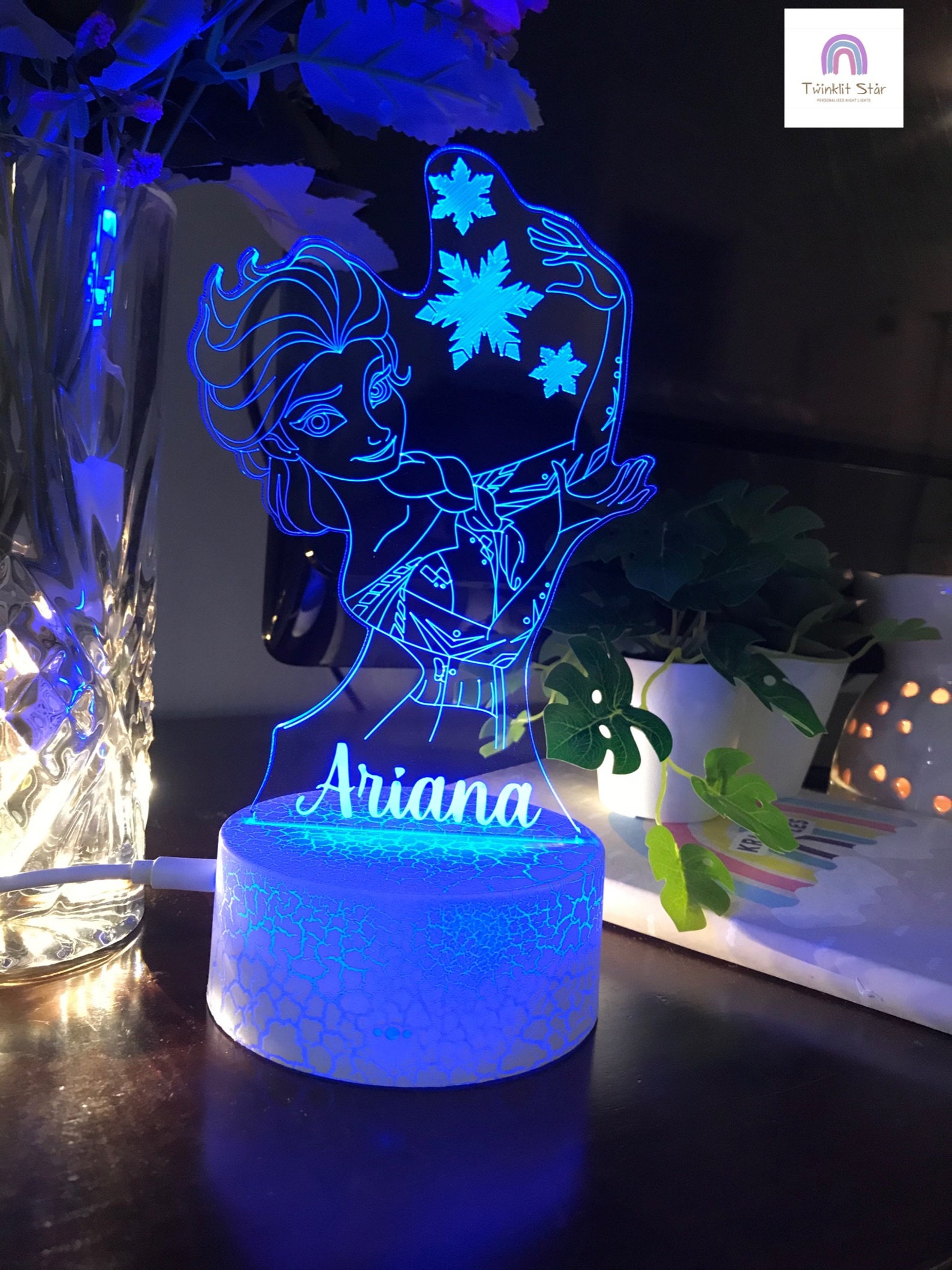 Personalised ELSA FROZEN Night Light Kids Custom Name Etsy