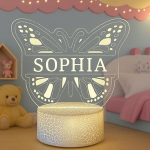 Personalised GIANT BUTTERFLY - Perfect Christmas Gift Idea - Multi-colored LED - Bedside Lamp - Nursery Decor for Kids