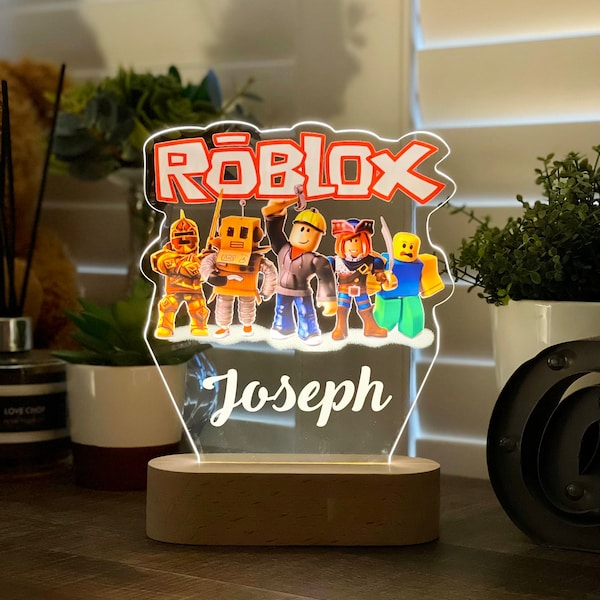 Personalised ROBLOX Night Light - Great Gift for Kids Birthdays - Nursery Decor for Baby - Good Night Bedside Lamp - Christmas Present