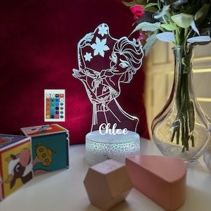 Personalised ELSA FROZEN Night Light - Perfect Christmas Gift Idea - Multi-colored LED - Bedside Lamp