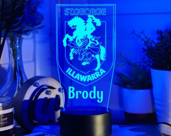 Personalised St GEORGE ILLAWARRA - NRL Night Light - Perfect Gift for Father’s Day and for Boyfriend - Rugby Fan Gift - Sports Fan