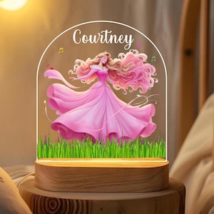 Personalized Princess Aurora Night Light: Engraved Nursery Decor