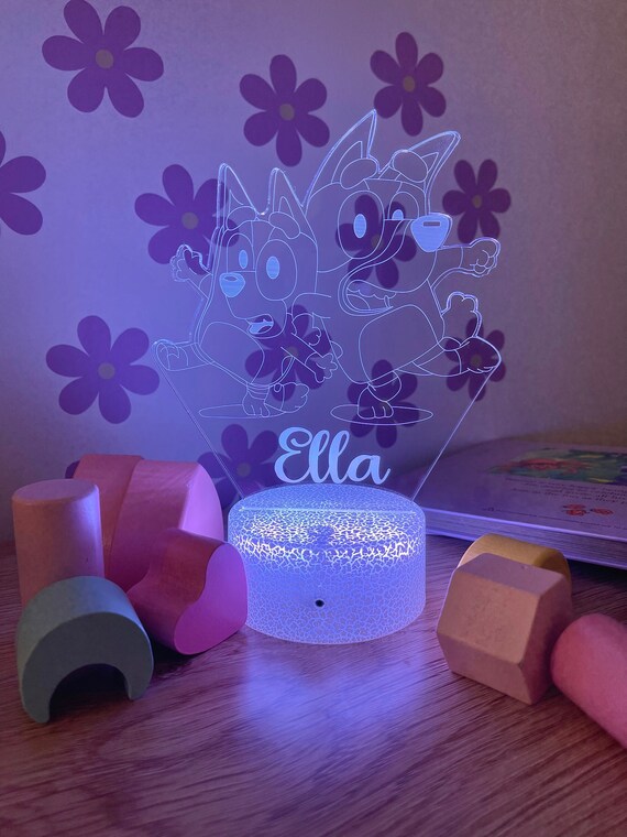 Personalised BLUEY Night Light Custom Name 3D Acrylic Night