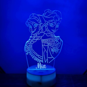 Personalised FROZEN Night Light - Disney Theme - Perfect Christmas Gift Idea - Multi-colored LED - Bedside Lamp - Nursery Decor for Kids