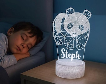 Personalized Panda Night Light - Multi-Colored LED Nursery Lamp