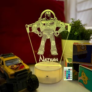 Personalised TOY STORY Night Light - Perfect Christmas Gift Idea - Multi-colored LED - Bedside Lamp - Nursery Decor for Kids