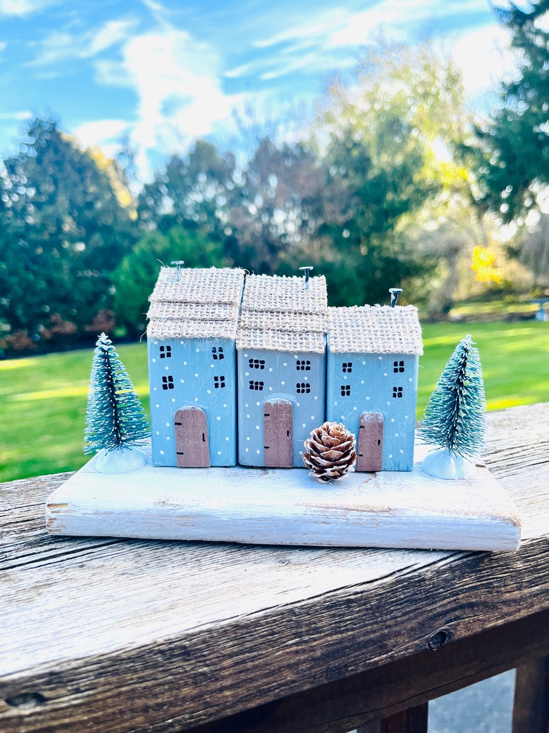 Miniature Wooden Houses Christmas Village Winter Village Etsy UK