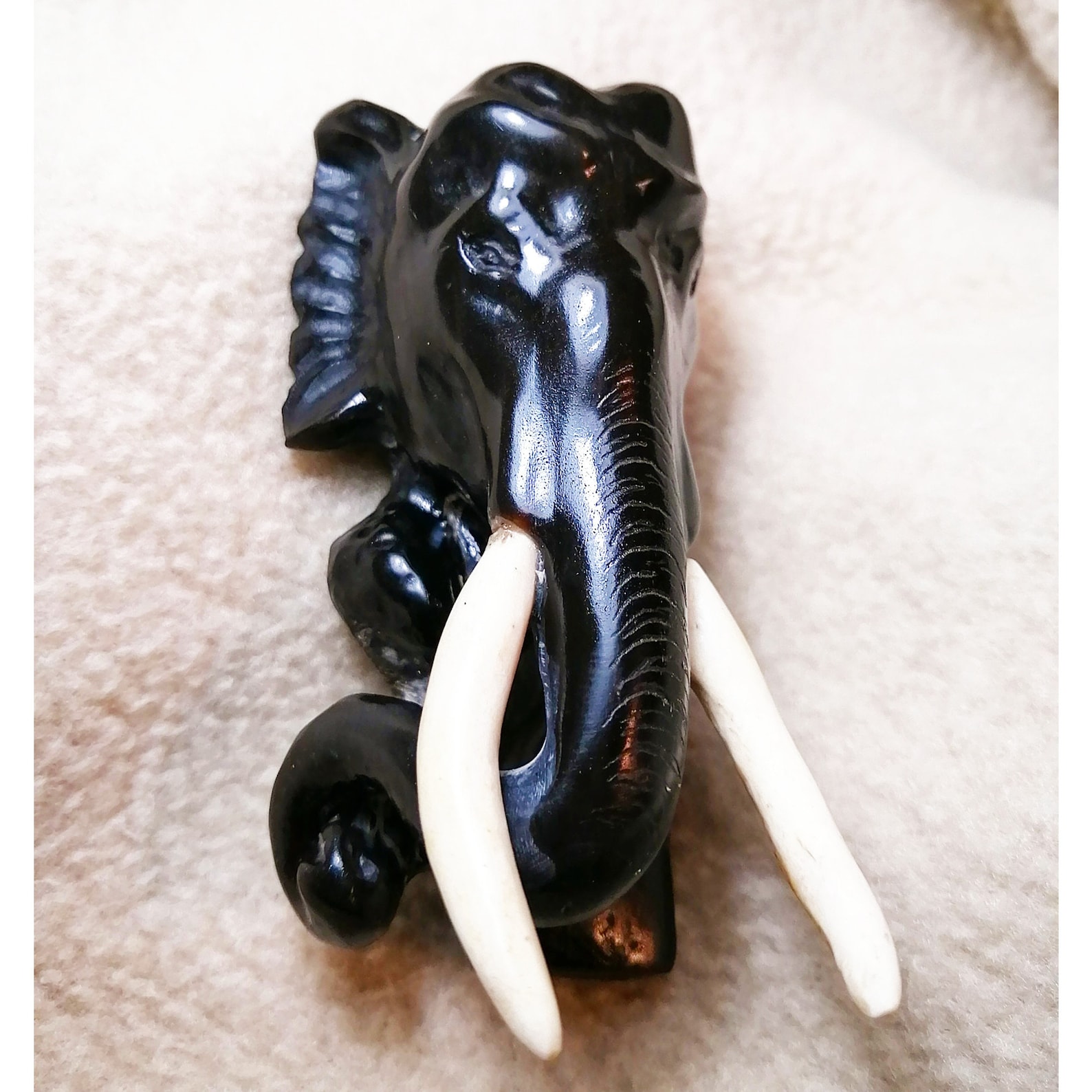 Hand carved buffalo horn elephant head carving horn carving Etsy
