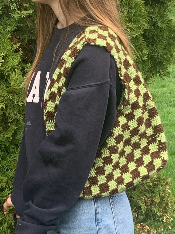 Checkered Crochet Bag Etsy