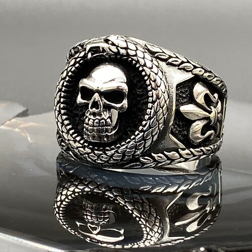 Silver Skull Ring Sterling Silver Men's Rings Gothic Etsy