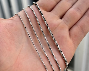 Oxidized Rope Chain,925 Solid Sterling Silver Oxidized Rope Chain Necklace,Chain For Men And Women,Christmas Gift,Chain For Pendant