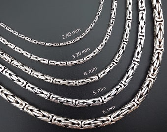 Ronde Byzantijnse ketting, zilveren ketting voor mannen, zilveren ketting voor vrouwen, geoxideerde sieraden, 925 massief zilveren ketting, Bali ketting