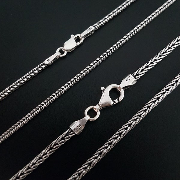 Oxidized chain,Man and Women chain necklace,925 Sterling silver chain,Foxtail Chain,Wheat chain,Thick chain,silver bali chain