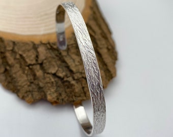 Tree Bark Silver Cuff Bracelet,Personalized Bracelet for Men,Adjustable Silver Bracelet,Custom Bracelets For Women,Turkish Handmade Bracelet