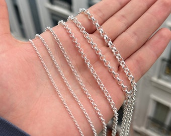 925 Sterling Silver Rolo Belcher Chain Necklace For Women And Men,Necklace Chain For Women And Men,Handmade Silver Chain,Valentine's Day