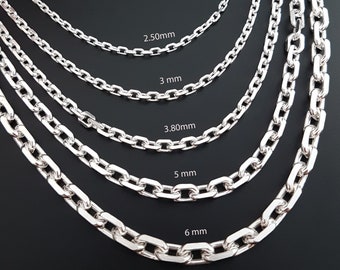 Italian Anchor chain necklace,925 Sterling silver chain necklace,Cable chain,Chain for men,Chain for women,Christmas jewelry